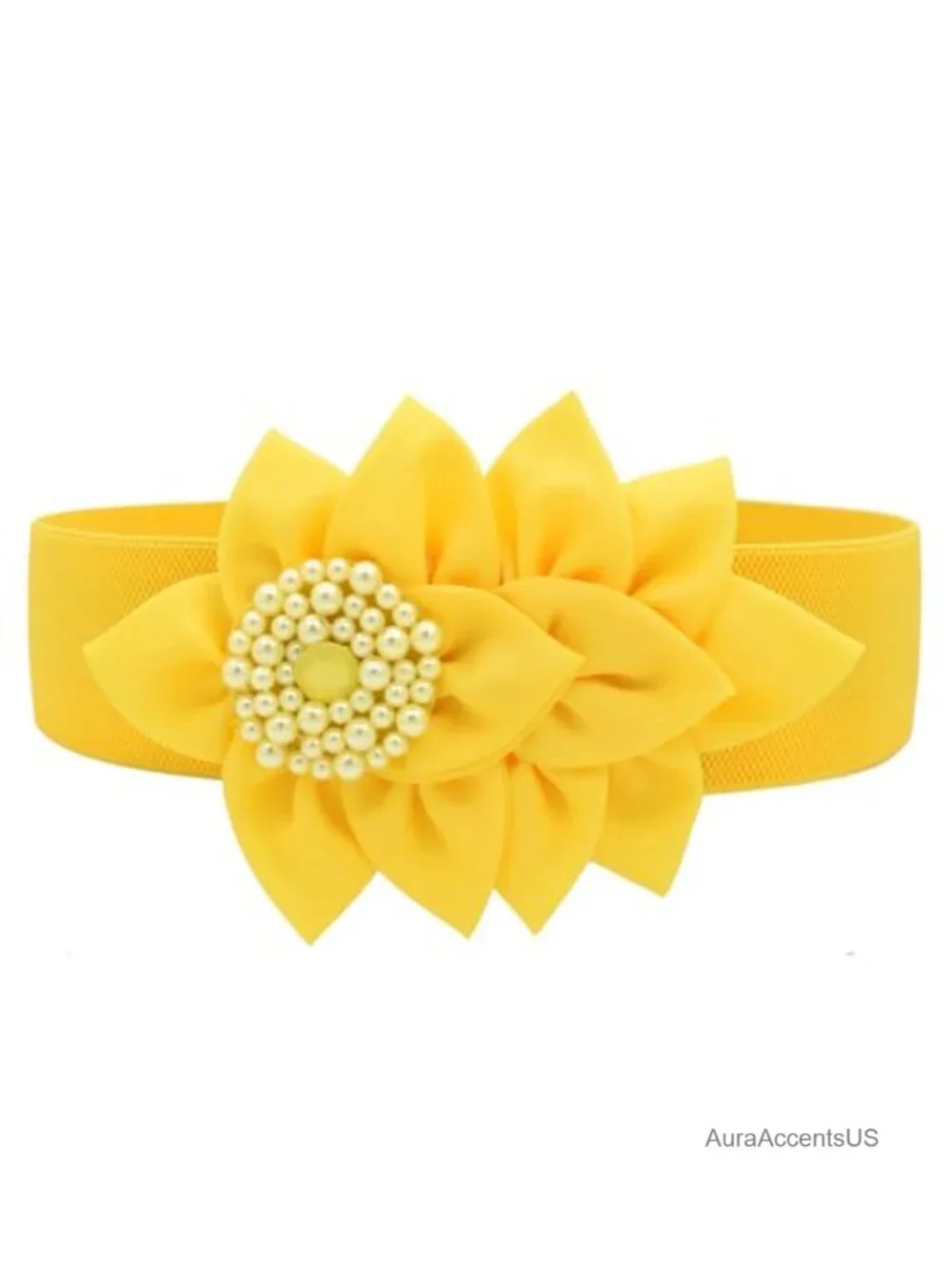 Elastic Big Flower Décor Belt Stretch Adjustable Fashion Waist Belt